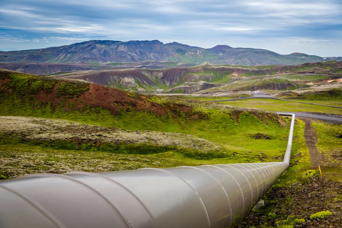A large pipeline crossing open country