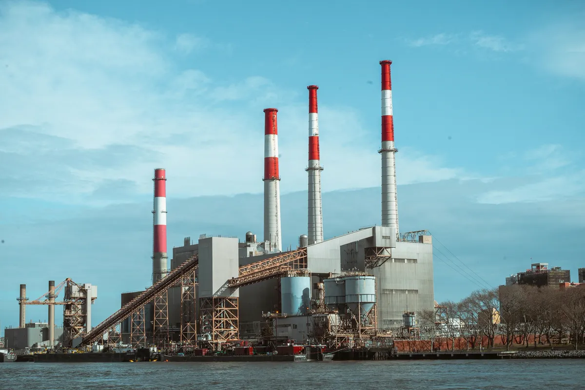 A power station with its stacks